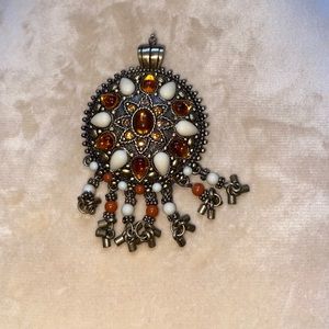 Joan Rivers Large Bronze Beaded Necklace Pendant